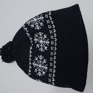 Cozy Winter Hat - Navy and White